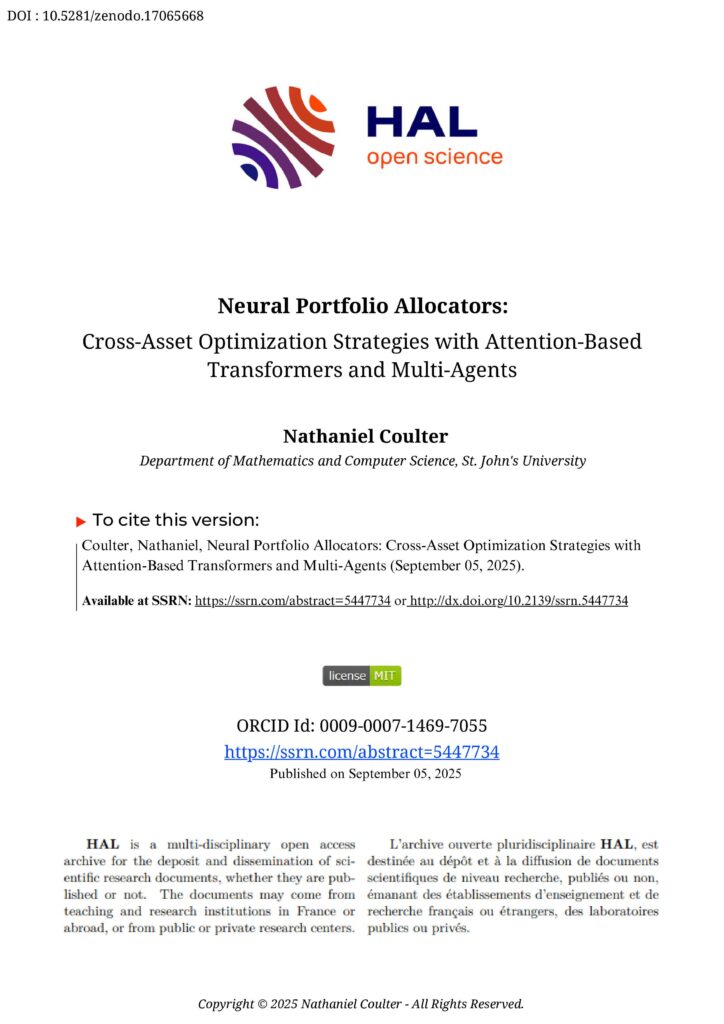 Cover of Nathaniel Coulter's Neural Portfolio Allocators Published Research Paper