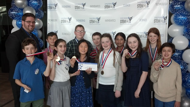 Nathaniel Coulter and classmates at a Long Island STEM Hub event